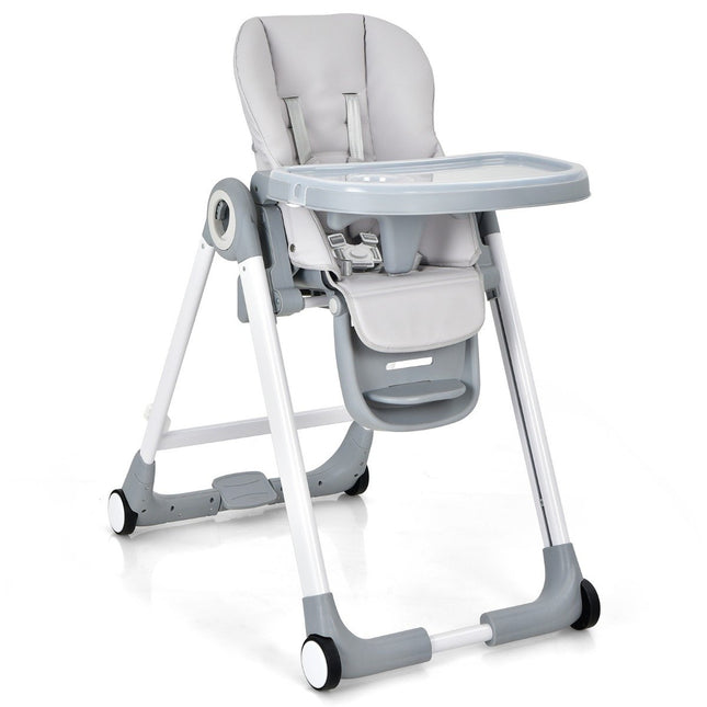 4 in 1 Babyhochstuhl faltbarer Babystuhl mit Liegefunktion 84 x 56 x 104 cm Grau