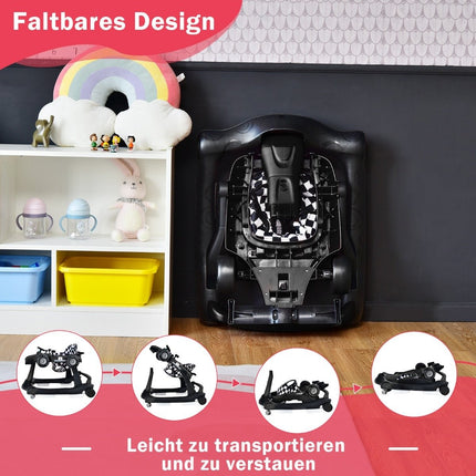 4 in 1 Lauflernwagen faltbar Lauflernwagen 73 x 61 x 51,5/53,5/55,5 cm schwarz