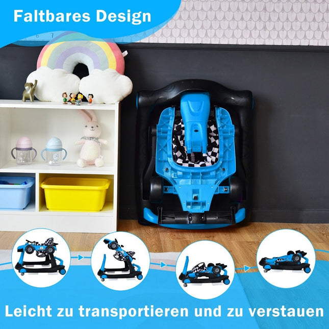 4 in 1 Lauflernwagen faltbar Lauflernwagen 73 x 61 x 51,5/53,5/55,5 cm blau