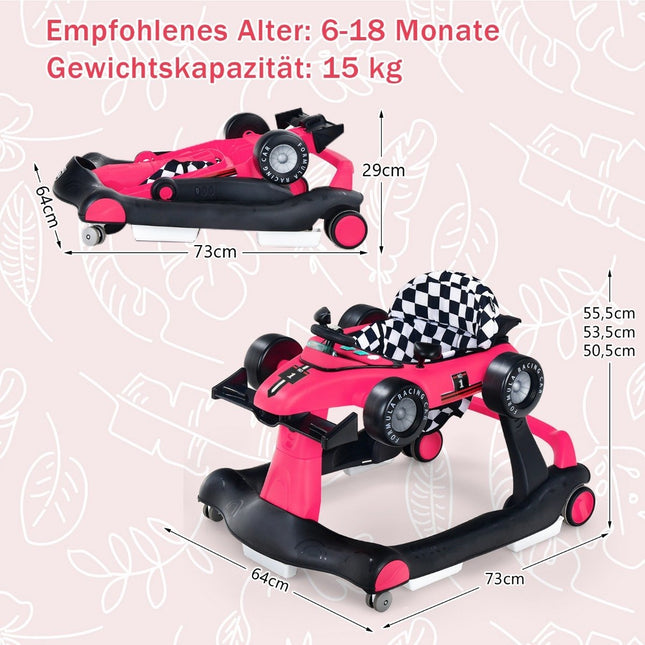 4 in 1 Lauflernwagen faltbar Lauflernwagen 73 x 64 x 50,5/53,5/55,5 cm rosa