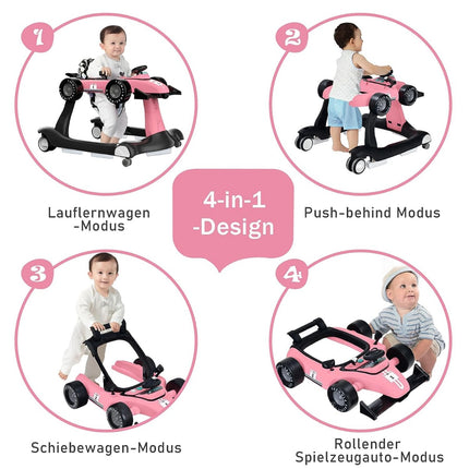 4 in 1 Lauflernwagen faltbar Lauflernwagen 73 x 64 x 50,5/53,5/55,5 cm rosa