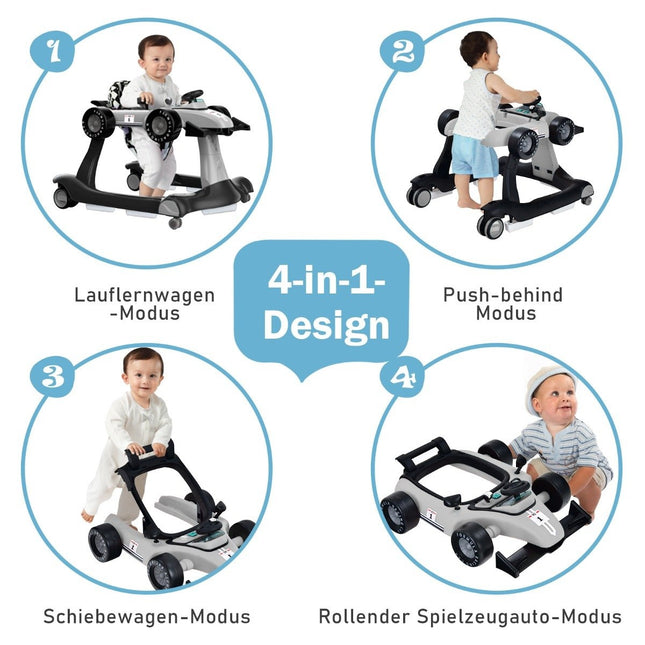 4 in 1 Lauflernwagen faltbar Lauflernwagen grau