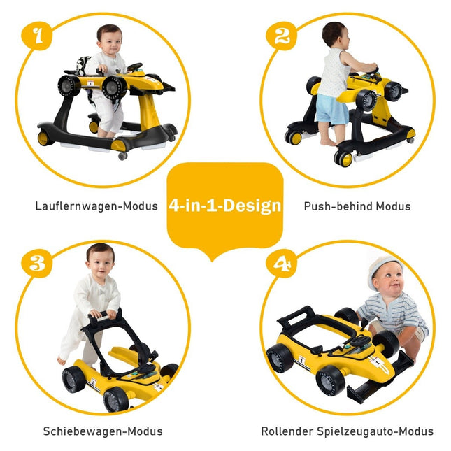 4 in 1 Lauflernwagen faltbar gelb