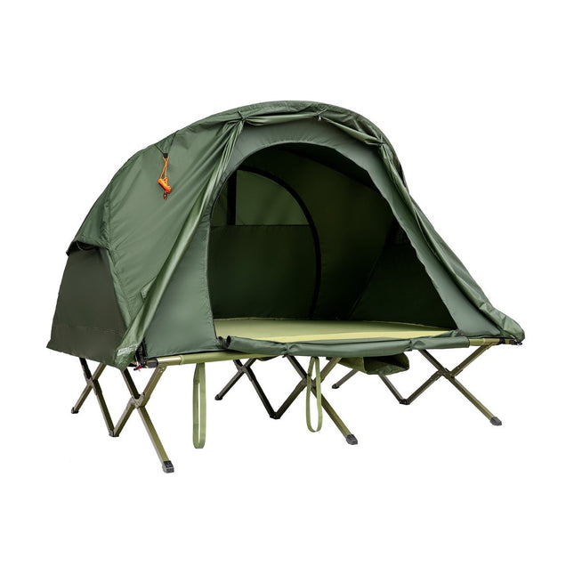 4 in 1 Campingzelt-Set für 2 Personen mit Abdeckung und Matratze 194 x 146 x 160 cm grün