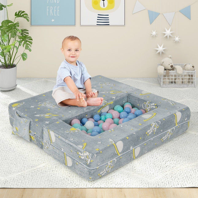 4 in 1 Kindersessel mit 2 Ottomanen &amp; abnehmbarem Bezug leuchtet im Dunkeln 107 x 52 x 41,5 cm