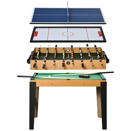 4-in-1-Spieltisch: Tischtennis, Kicker, Billard, Hockey, 107 cm