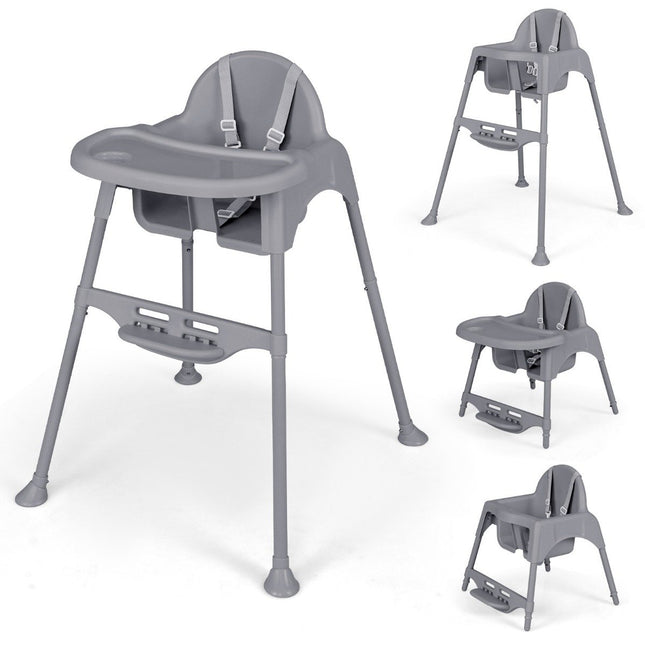 4 in 1 Hochstuhl Babyhochstuhl mit abnehmbarem Tablett Babyhochstuhl Grau