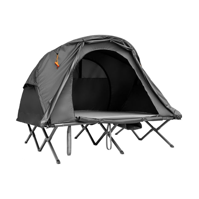 4 in 1 Wanderzelt-Set für 2 Personen mit Abdeckung und Matratze 194 x 146 x 160 cm grau