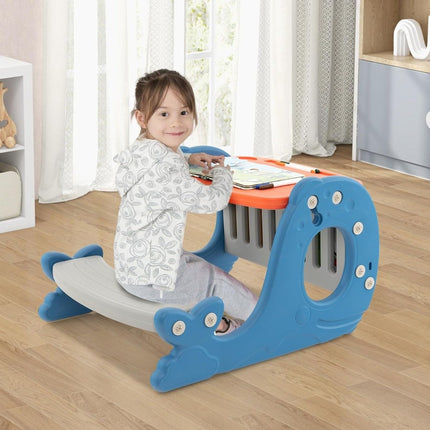 4-in-1-Staffelei in Walform für Kinder mit Bank, doppelseitiger Tischplatte und Whiteboard
