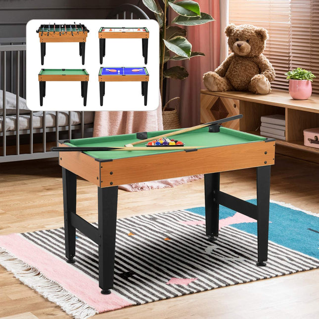 Multi-Spieltisch: Tischtennis, Kicker, Billard, Airhockey