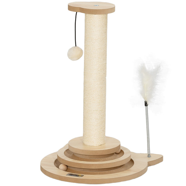 Katzenkratzbaum Sisal mit Spielball, Eiche, 49cm