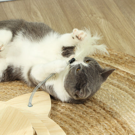 Cat scratching post, 69 cm sisal with play ball, oak finish