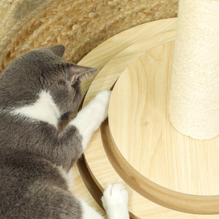 Cat scratching post, 69 cm sisal with play ball, oak finish