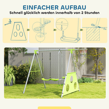 Kinder-Outdoor-Schaukelset - Rutsche, Reifenspiel, Zielwerfen und Schaukel
