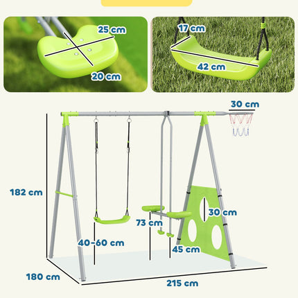 Kinder-Outdoor-Schaukelset - Rutsche, Reifenspiel, Zielwerfen und Schaukel