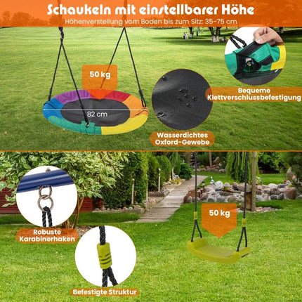 4-in-1-Schaukel für 3-12-Jährige. Robustes Metallspielgerät mit Rutsche
