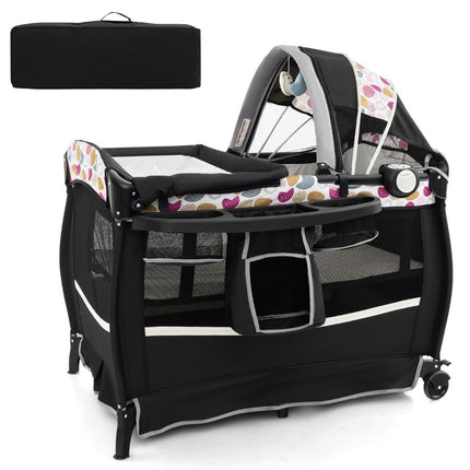 4 in 1 Reisebett mit Matratze klappbares Beistellbett mit verstellbarem Himmelkreis