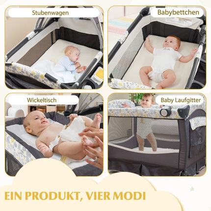 4 in 1 travel cot with mattress folding side bed with adjustable canopy leaves