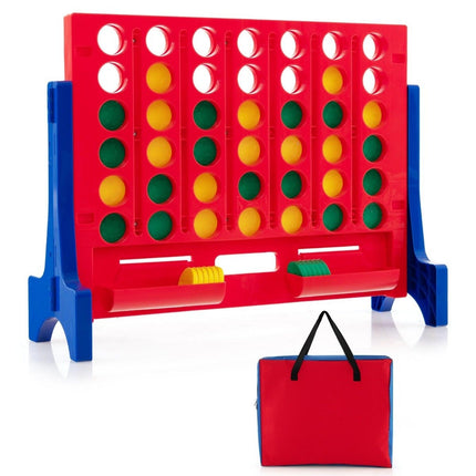 4 op een rij groot vier op een rij spel met draagtas & 42 schaakstukken wand- of tafelspel 62 x 20 x 48,5 cm blauw