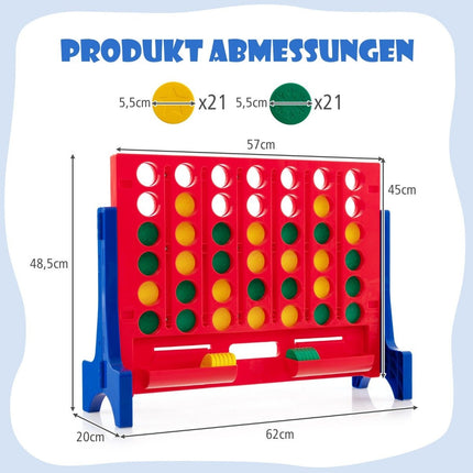 4 op een rij groot vier op een rij spel met draagtas & 42 schaakstukken wand- of tafelspel 62 x 20 x 48,5 cm blauw