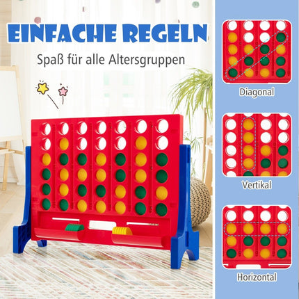 4 op een rij groot vier op een rij spel met draagtas & 42 schaakstukken wand- of tafelspel 62 x 20 x 48,5 cm blauw