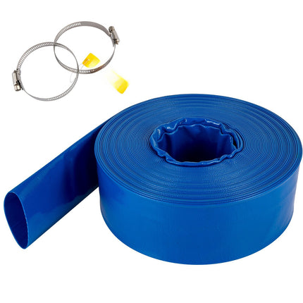 4 in x 105 ft PVC Lay Flat Discharge Hose with Clamps