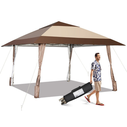 Tonnelle de jardin beige à roulettes de 4 m x 4 m