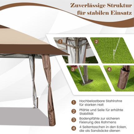 Tonnelle de jardin beige à roulettes de 4 m x 4 m