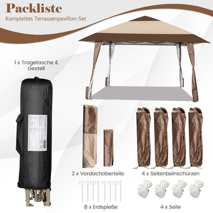 Tonnelle de jardin beige à roulettes de 4 m x 4 m