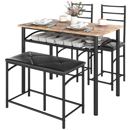 Dining room set, table with 2 chairs & bench, space saving