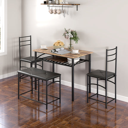Dining room set, table with 2 chairs & bench, space saving