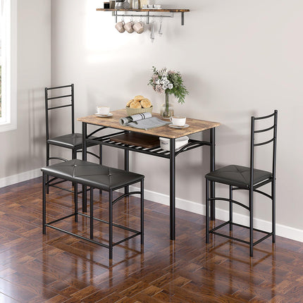 Dining room set, table with 2 chairs & bench, space saving