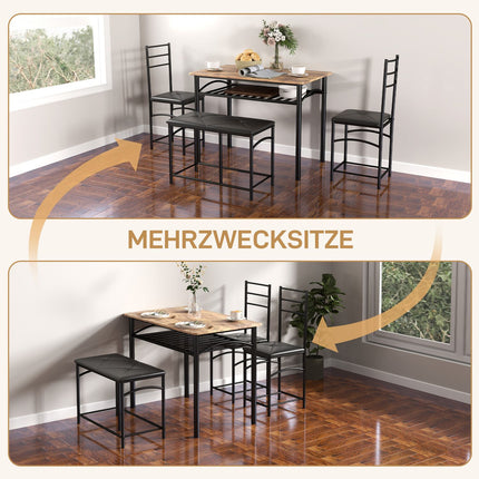 Dining room set, table with 2 chairs & bench, space saving