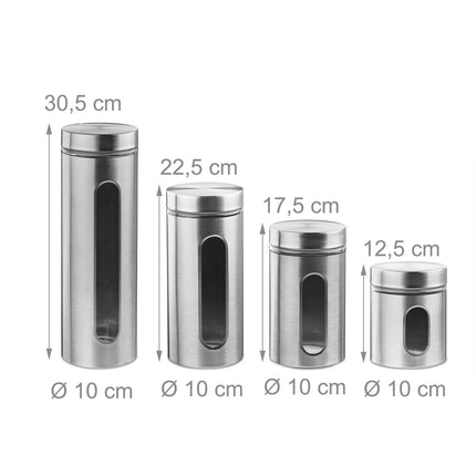 4 bocaux de conservation en acier inoxydable