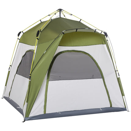 4-Personen-Zelt, leichter Aufbau, wetterfest, grün-grau