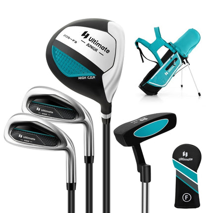 4-delige kindergolfclubset met golftas en regenhoes voor kinderen van 5-7 jaar blauw
