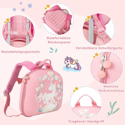 4-teiliger Kinderkoffer + Rucksack 10"+14" Kindertrolley mit Rollen Rosa