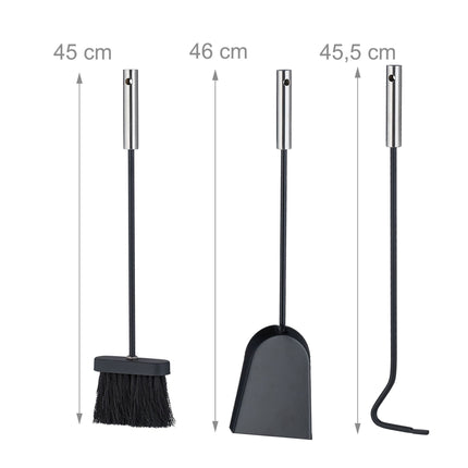 Ensemble de cheminée 4 pièces en noir