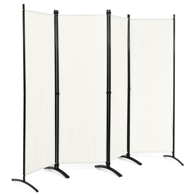 4-teiliger Falttrennwand-Sichtschutz für Homeoffice 220 x 51 x 173 cm weiß