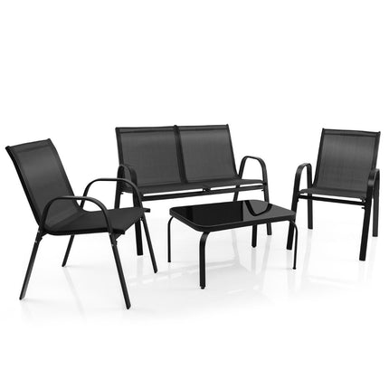 Terasová sedací sestava 4 ks s konferenčním stolkem 51 x 71 x 35 cm šedá