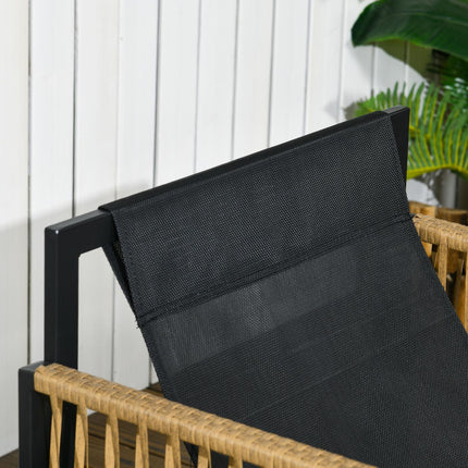 Rattan garden furniture set with cushions - 4-piece set