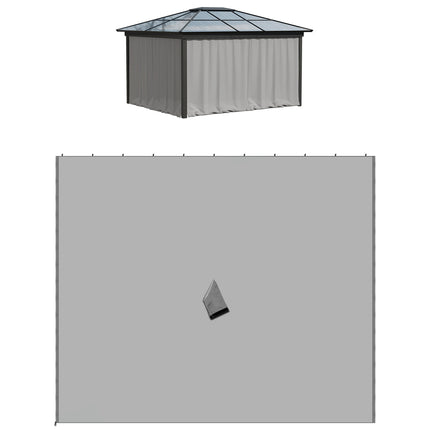 4 zijpanelen voor 3x3 m paviljoen zijwanden met haken, polyester lichtgrijs, ideaal voor tuinpaviljoen & partytent 302 x 205 cm