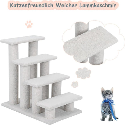 4 Stufen Tiertreppe für Katzen und Hunde bis 25 kg Katzentreppe Hundetreppe Beige