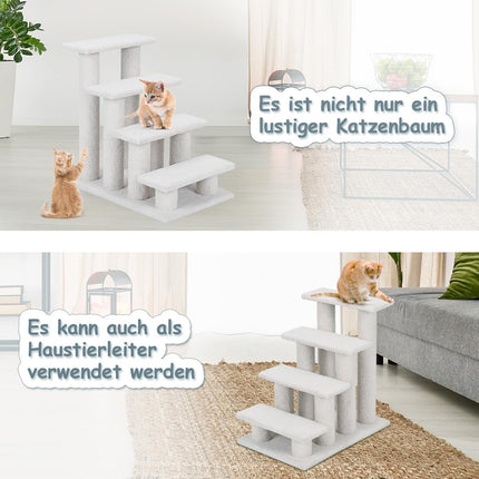 4 Stufen Tiertreppe für Katzen und Hunde bis 25 kg Katzentreppe Hundetreppe Beige