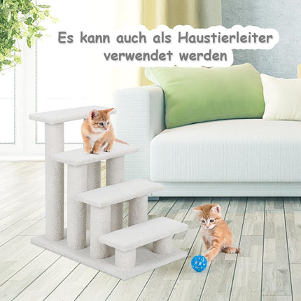 4 Stufen Tiertreppe für Katzen und Hunde bis 25 kg Katzentreppe Hundetreppe Beige