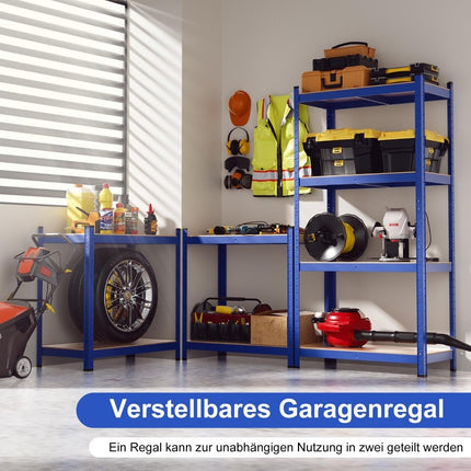 4-stöckiges Lagerregal mit Metallrahmen, Schwerlastregal, belastbar bis 720 kg, Metallregal, blau