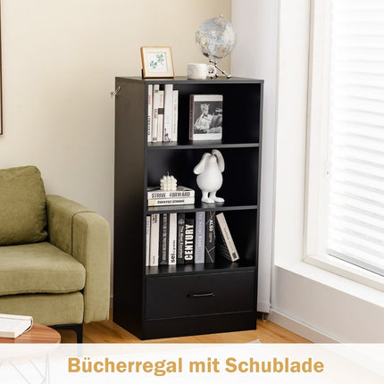4-stöckiges Lagerregal Holzregal mit Schublade Bücherregal 60 x 38 x 120 cm schwarz