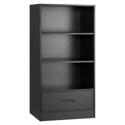 4-stöckiges Lagerregal Holzregal mit Schublade Bücherregal 60 x 38 x 120 cm schwarz