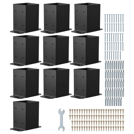 4x4 Post Base Brackets, 10-Pack Carbon Steel, Black