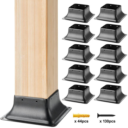 4x4 Post Base Brackets, Powder-Coated Steel 10-Pack